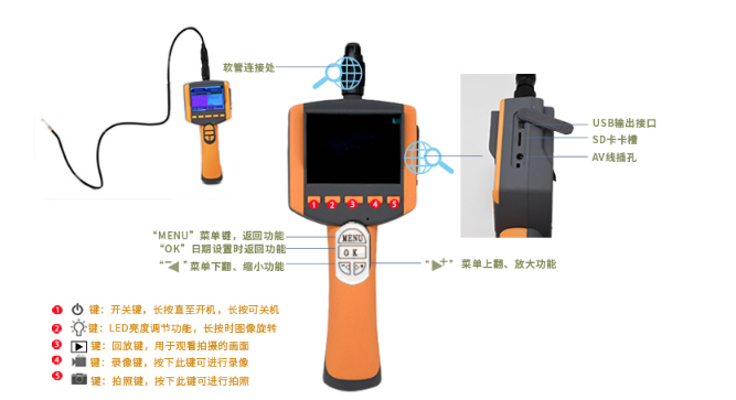 T9330经济型便携式内窥镜按键说明